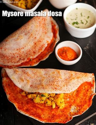  Mysore Masala Dosa: Une explosion de saveurs épicées et un délice crémeux enveloppé dans une crêpe dorée!